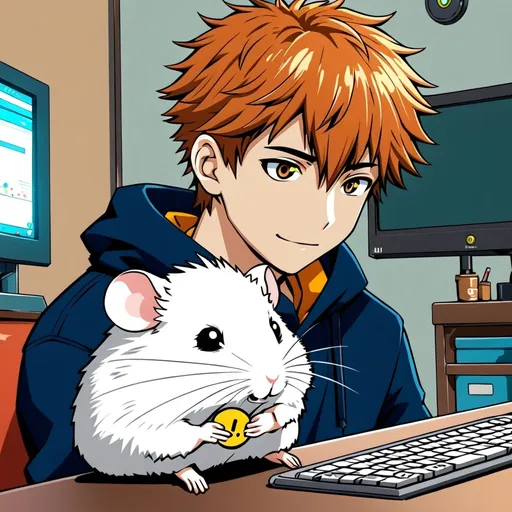 Prompt: anime, human boy
 , detailed,   hair, sli
, uincoin, hamster like 
very detailed