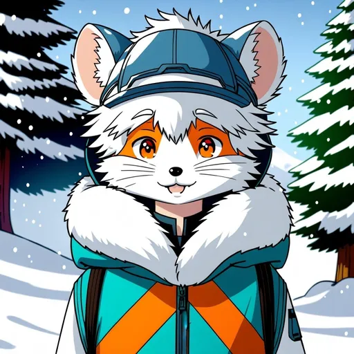 Prompt: anime, human boy
 , detailed,   hair, sli
, snow fox, hamster like 
very detailed