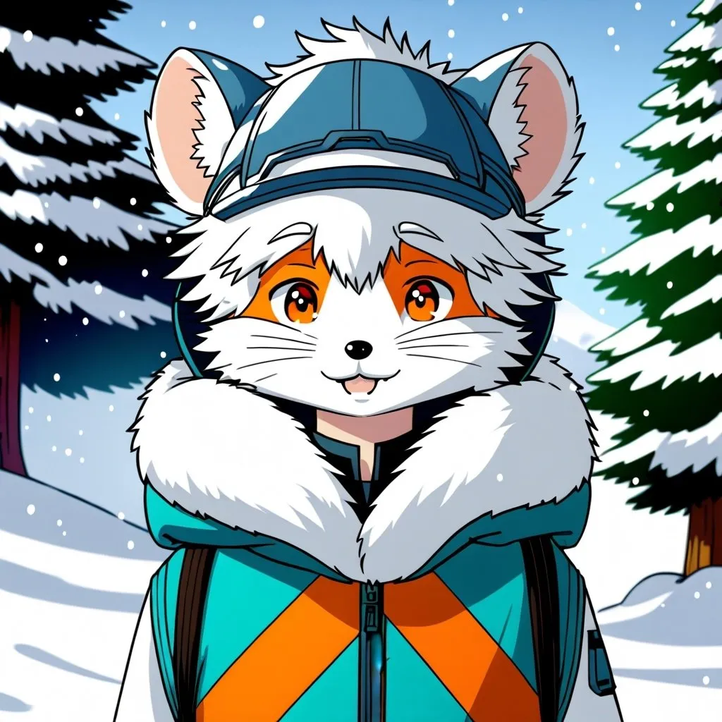 Prompt: anime, human boy
 , detailed,   hair, sli
, snow fox, hamster like 
very detailed