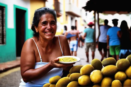 Prompt: Brazilian woman holding a picuinha in Sao Vitro, Bradilia 