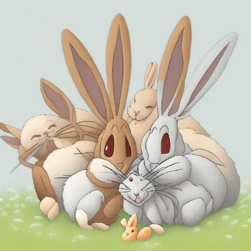 Prompt: Ghibli Rabbit family fun