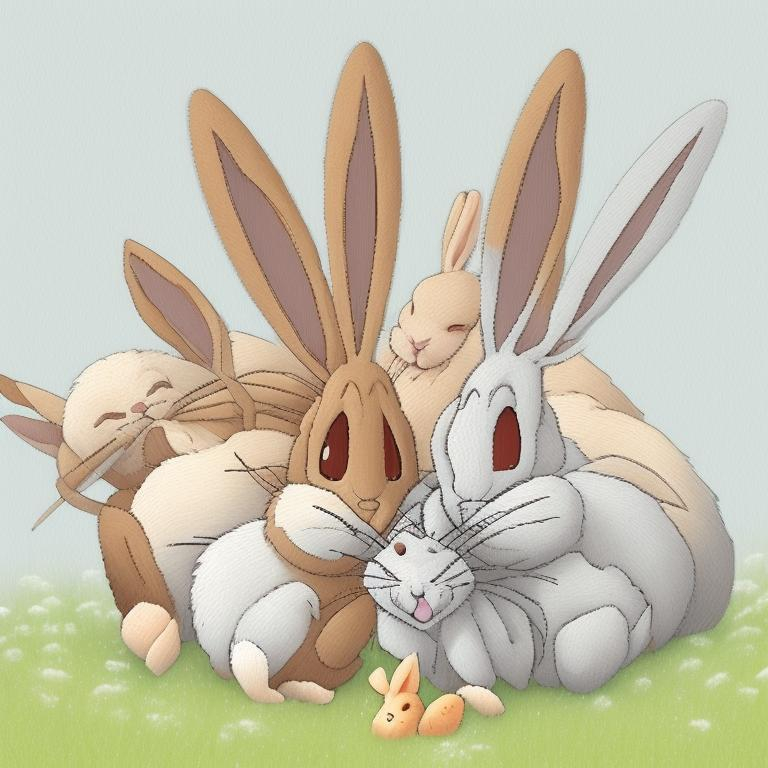 Prompt: Ghibli Rabbit family fun