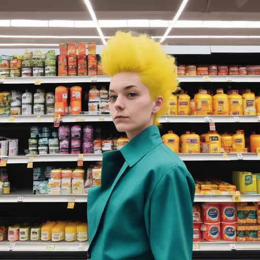 Prompt: Nuclear hair at the supermarket 