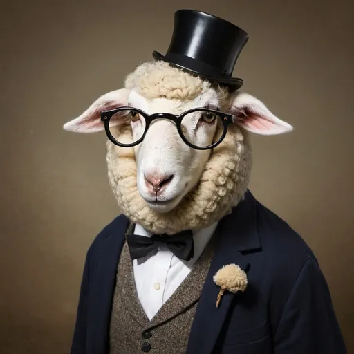 Prompt: Fargon, the nihilistic sheep who wears a monocle 