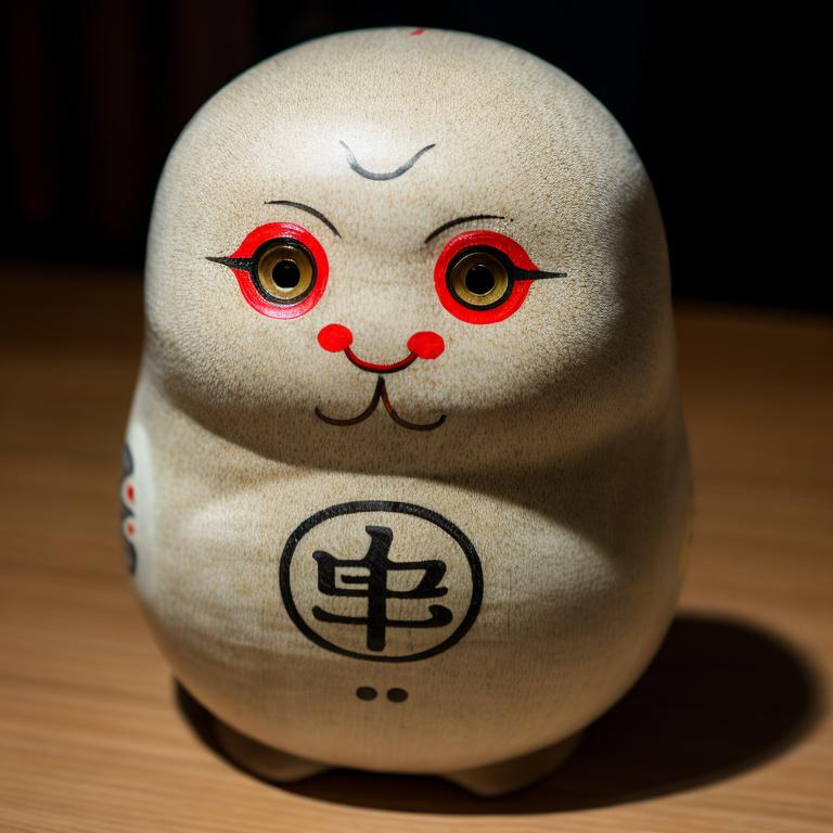 Prompt: Daruma with three eyes 