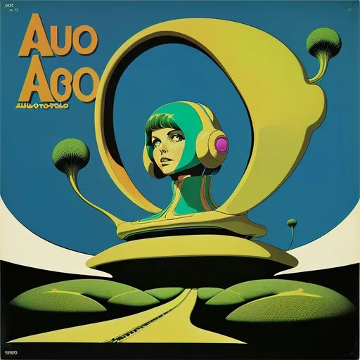 Prompt: 1968 classic album cover of the Stereolab album “Autorad” by Roger Dean