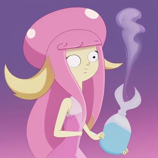 Prompt: Princess Bubblegum pissing in the style of Adventure Time 