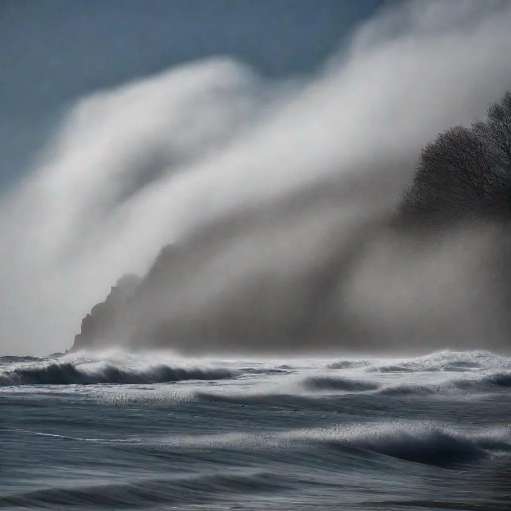 Prompt: petioles and fools abide in the grey foam of the November sea