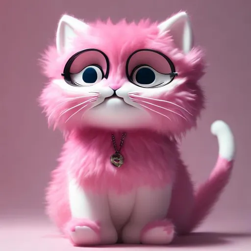 Prompt: professional product photo of a pink cat, floating suspended midair, intricate fur details, product catalog image, behance hd, studio lighting, front view, square image