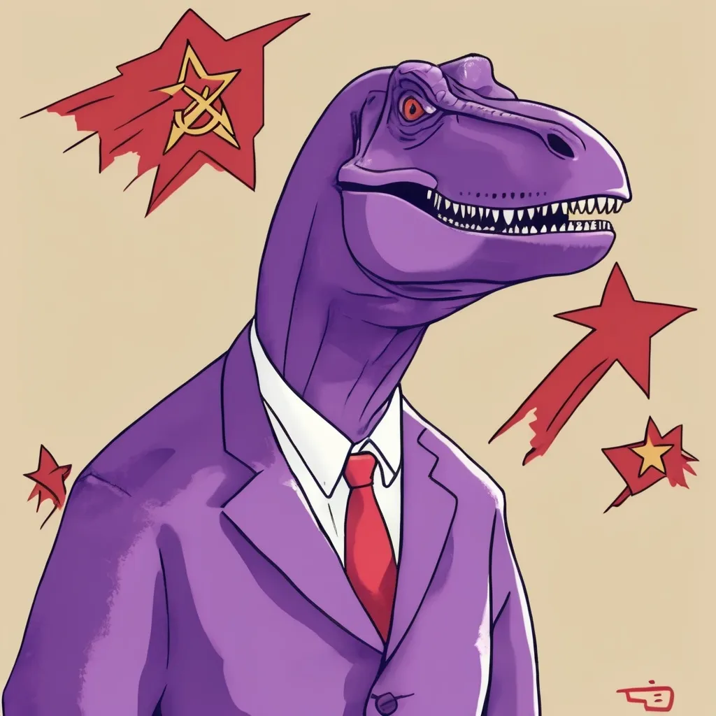 Prompt: Dinosaur communist eggplant ennui