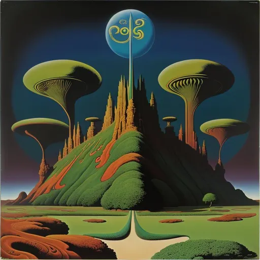 Prompt: 1973 classic album cover of the Yes album “Autorad” by Roger Dean