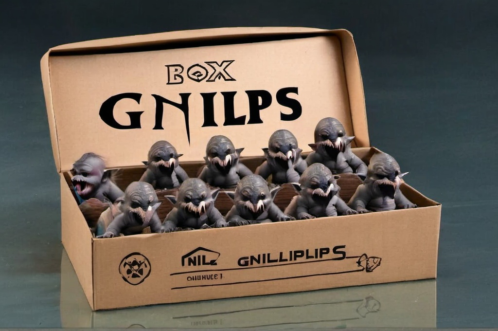 Prompt: Box of gnilps 