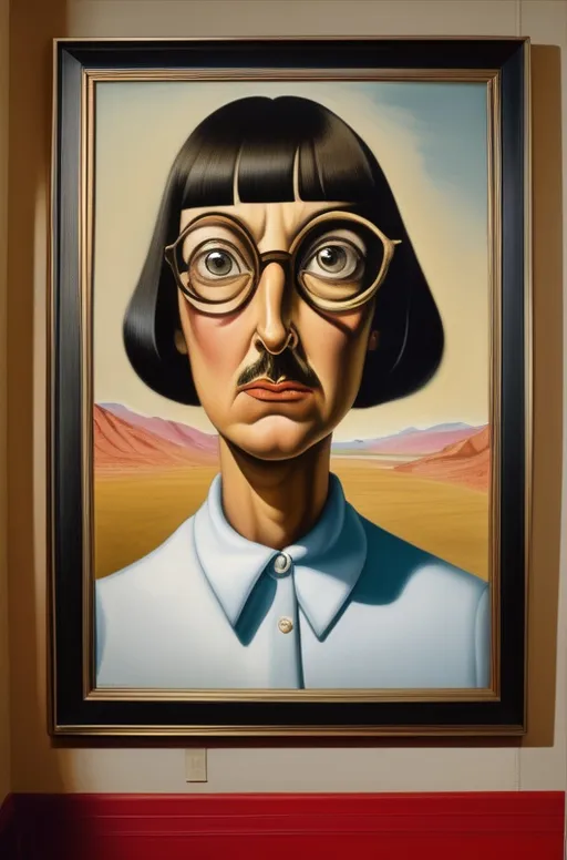 Prompt: “Portrait of Tina Belcher” collaboration of Georgia O’Keeffe and Salvador Dali, 1938, oil on canvas 