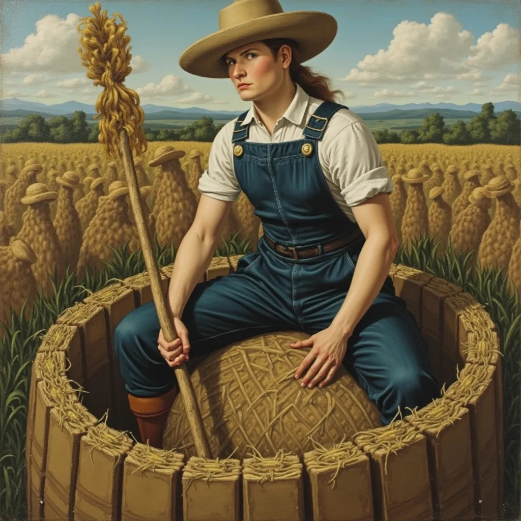 Prompt: Grant Wood’s Haymaker 