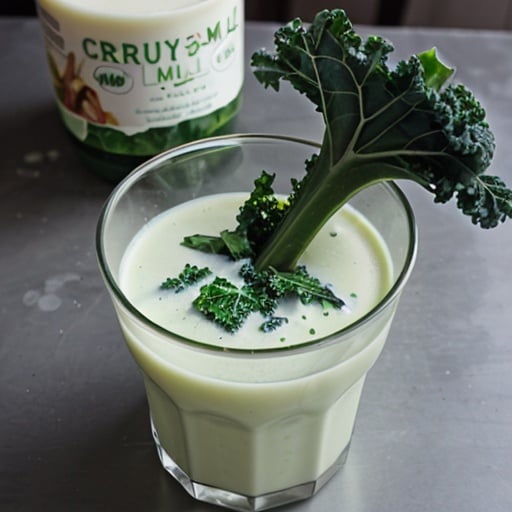 Prompt: Fresh-squeezed kale milk