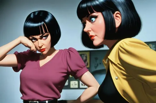 Prompt: Rankin/Bass stop motion Pulp Fiction 