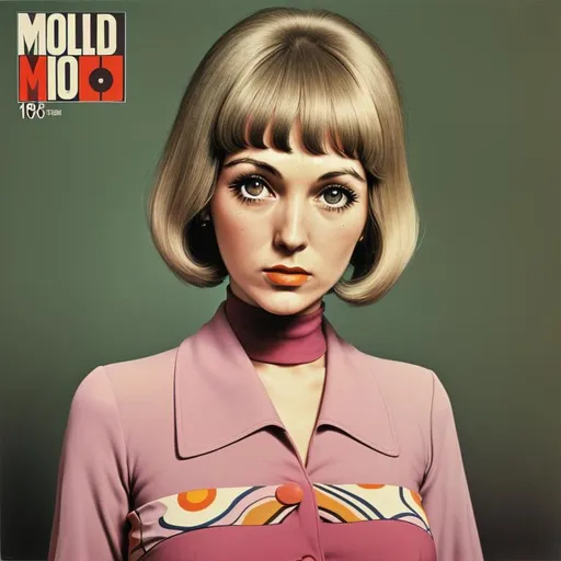 Prompt: 1968 classic mod album cover of mod Mildred Close 