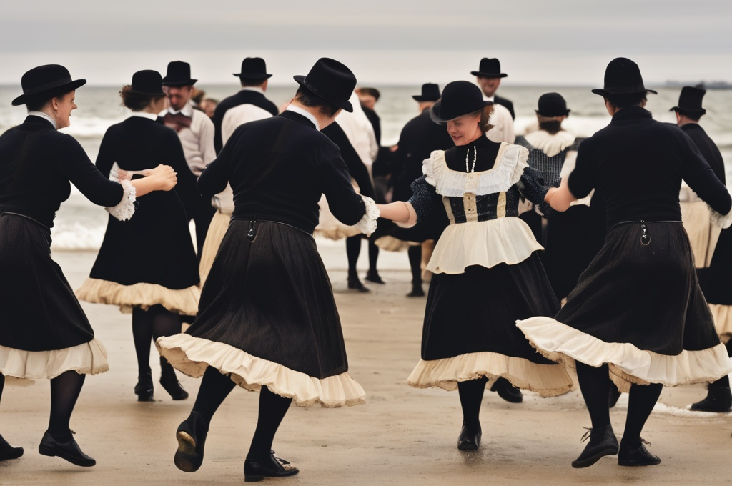 Prompt: English folk dancing for oysters 