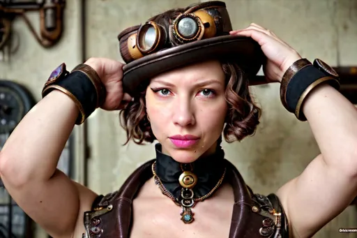 Prompt: Perdita Weeks steampunk ducts