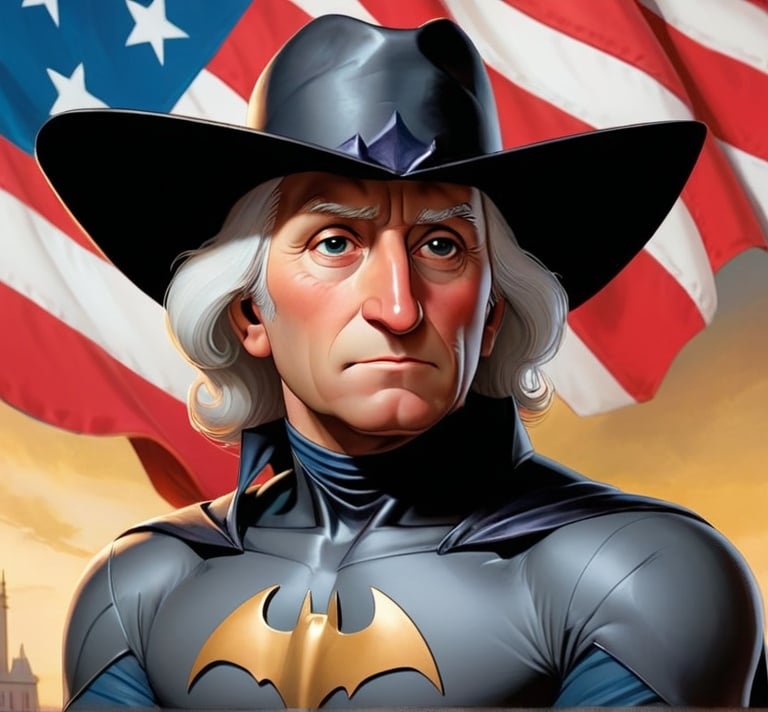 Prompt: Portrait of President George Washington DC Comics’ Bat Man of La Mancha 