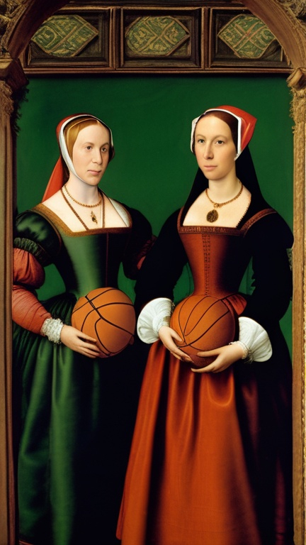 Prompt: “Basketball MILFs” painted by Hans Holbein the Younger, 1526, oil and tempera