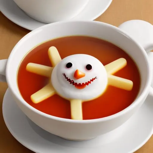 Prompt: Cheese nose snowman vampire soup