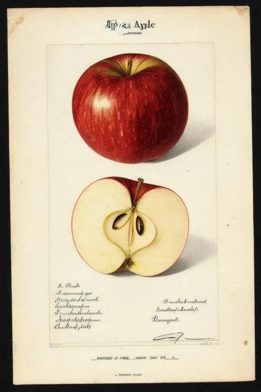 Prompt: Color plate of the apple variety “Sweetie Darling” from the 1905 folio of The Apples of New York 