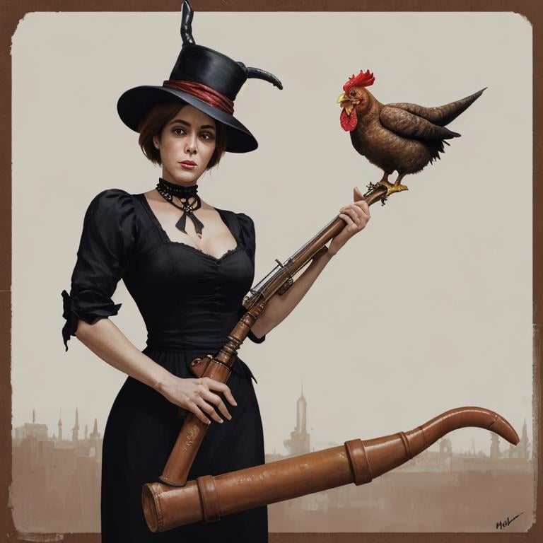 Prompt: Lucille Caliphant, tightwad chicken mutineer 