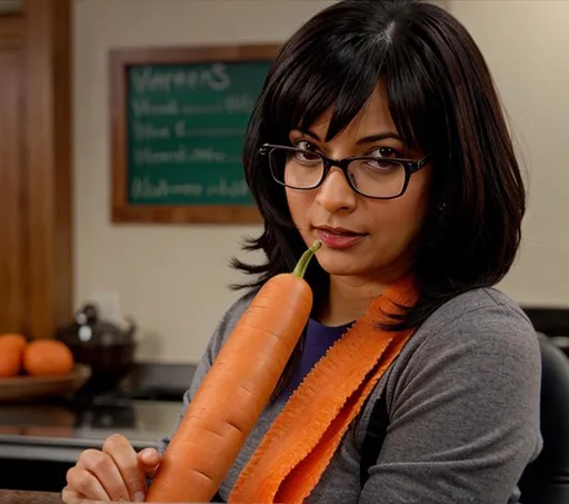 Prompt: Tina Belcher with a carrot 