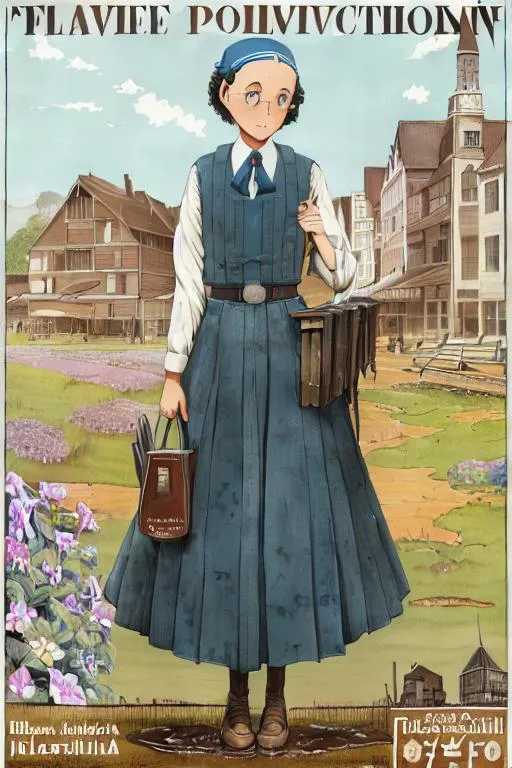 Prompt: Depression-era travel poster advertising a holiday in Flatbille, KS, flat, plains, 1938, serious, important, dire, inspirational, formal, technicolor, modest, pretty, realism, Norman Rockwell, farmers, flat, very flat, xenophobia, drunkenness, boredom, Dutch, severe, fields, nothing to do, mud, flat, chickens, corn, tulips, lesbian chic, Ellen VanderMeer, cottagecore 