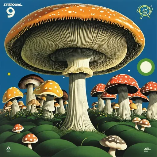 Prompt: 1996 classic album cover of the Stereolab  album “Life in the Mushroom’s Halo”