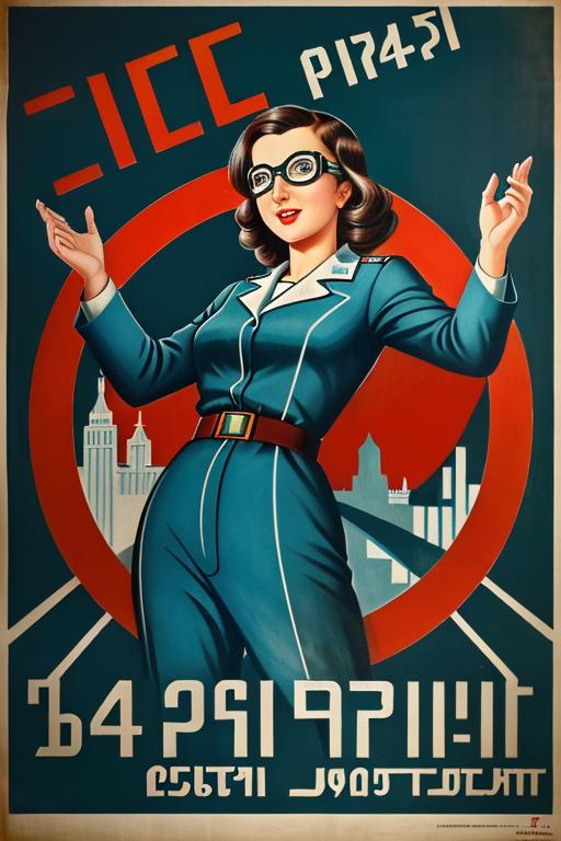 Prompt: Depression-era Soviet socialist realism propaganda poster, lady scientist, “Let’s decode  genomes for the public good!”, ВПЕРЕД! ЗА НАШЕМУ ВРЕМЕНИ! Shocking, futuristic, 1942, goggles, with all deliberate speed, minimalist, cement, angular, test tubes, scientific instruments, satellites 
«Пизда для всех!» propaganda ПОШЛИ!