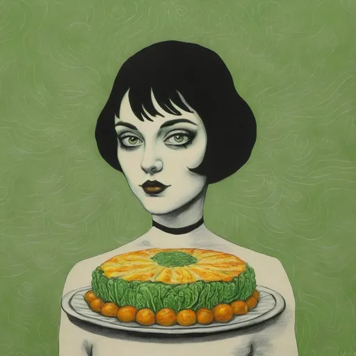 Prompt: Classic advertisement for Caligari’s Lettuce Pies
