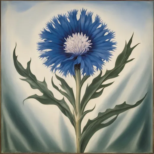 Prompt: Cornflower painted by Georgia O’Keeffe, 1922, oil on canvas 