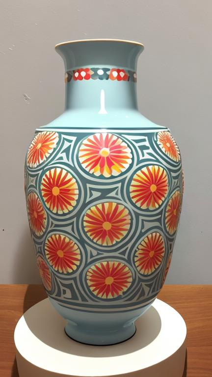 Prompt: 1960s repeating pattern vase, mod, Carnaby Street 