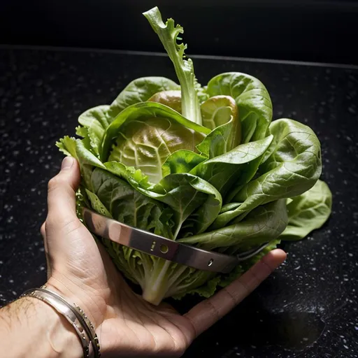 Prompt: What are you doing to that lettuce?