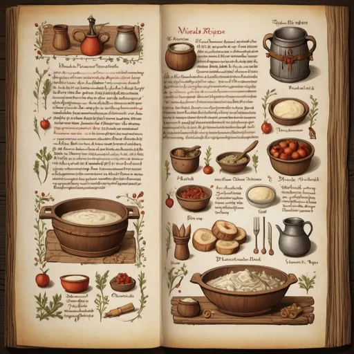 Prompt: Illustrated Medieval recipe