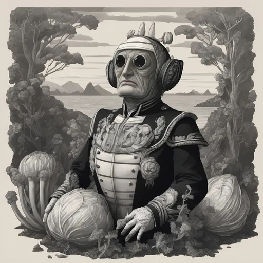 Prompt: The lonely island of Megalon’s sadness populated only by sorrow and cabbage 