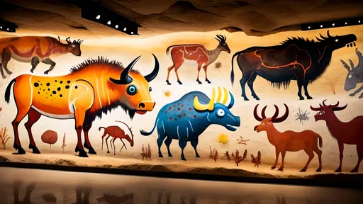 Prompt: Photo of the Lascaux cave paintings with bison, antelopes, Mechagodzilla, and SpongeBob SquarePants 