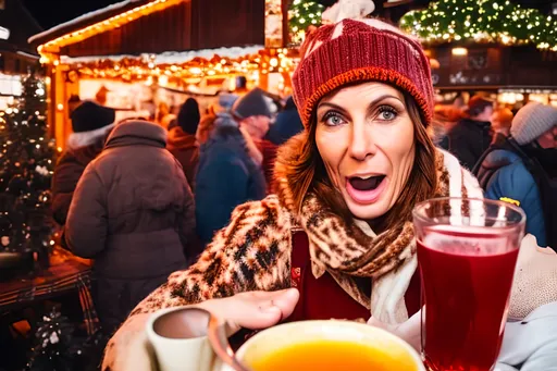 Prompt: Hot buttered milf and glühwein at the Kriskindlmarkt 