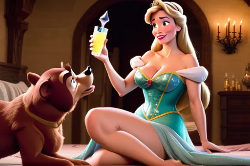 Prompt: Disney Princess MILF posting thirst on main