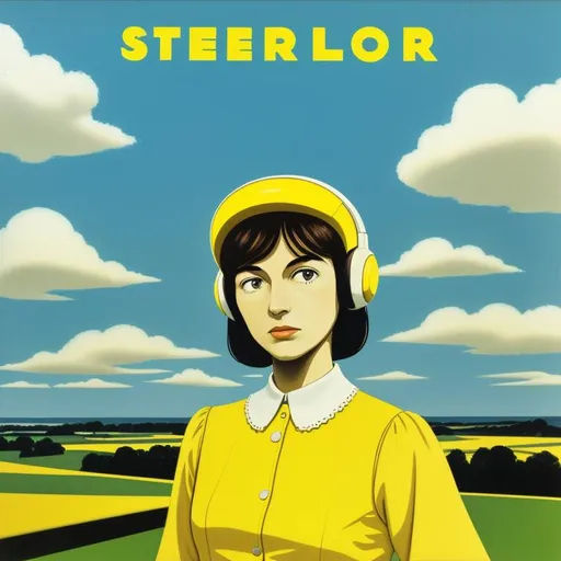 Prompt: Classic cover of the Stereolab album “The Butter-coloured Sky”