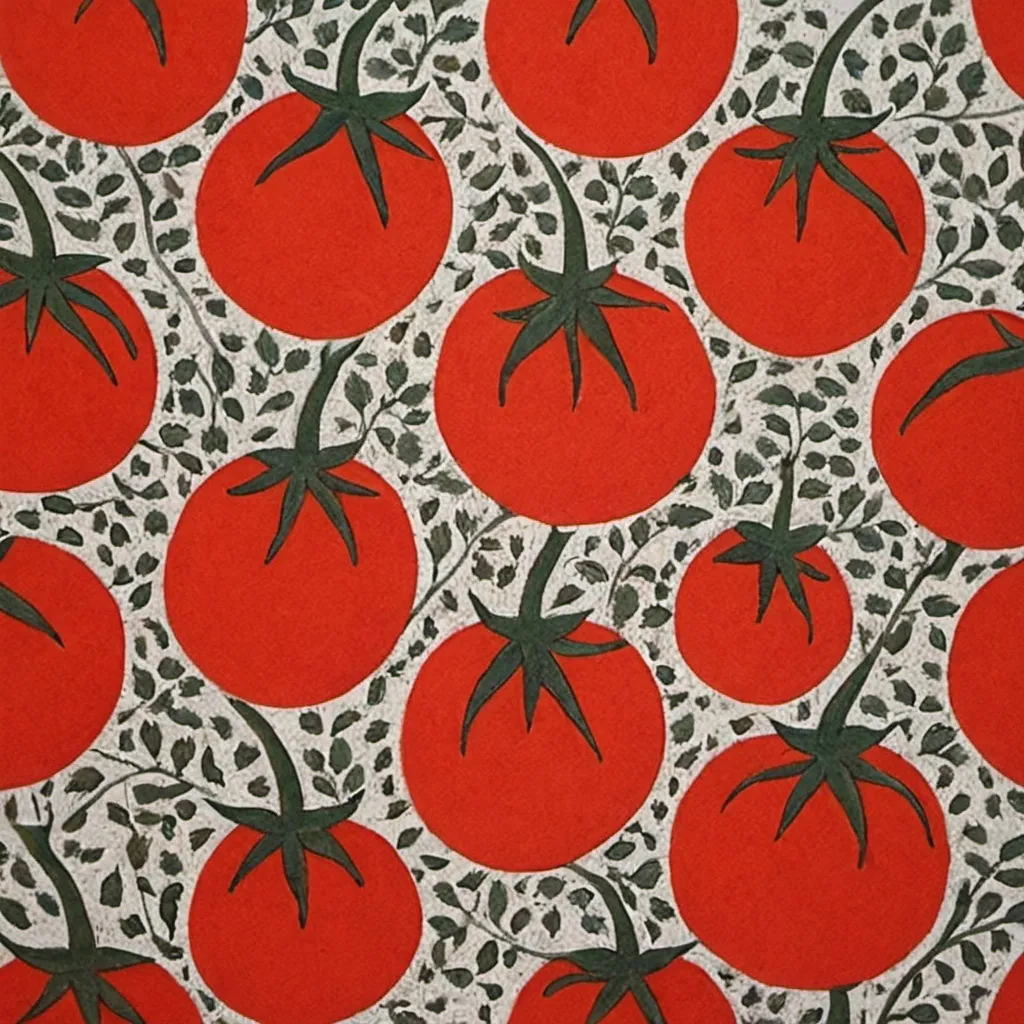 Prompt: Tomato, Gond patterns,