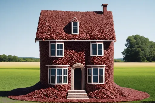 Prompt: A house made of beans