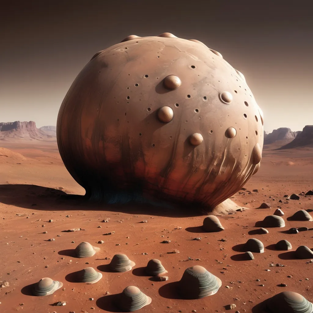 Prompt: Bulbous cobknob on summer vacation on mars 