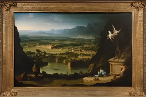 Prompt: Hieronymus Dicksuckules’ painting entitled The Valley of Linger as displayed at the Louvre 
