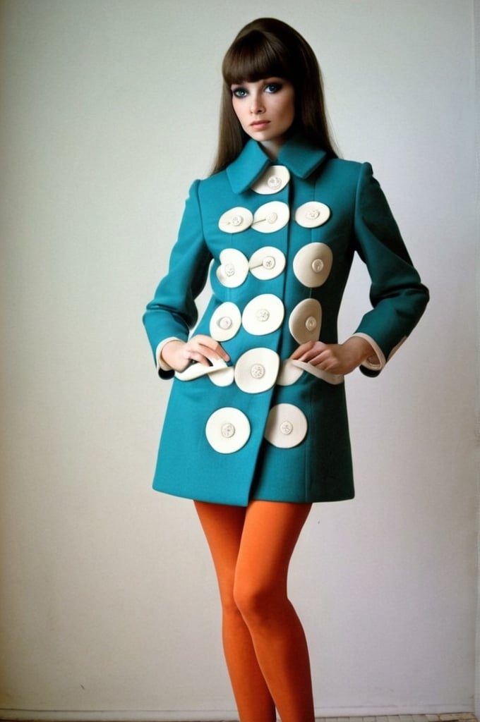 Prompt: Fancy fashionable 1968 mod jacket by designer Irina Lizhetkiskaya