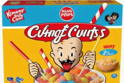 Prompt: Box of Kellogg’s Cuntpops cereal 