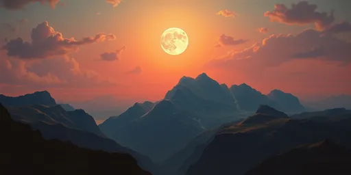 Prompt: The Great Moist Vag of the Moon rising over the Bouncyboob Mountains, painted by Frederic Edwin Church, 1860, oil on canvas, dreamy landscape, scandalous 