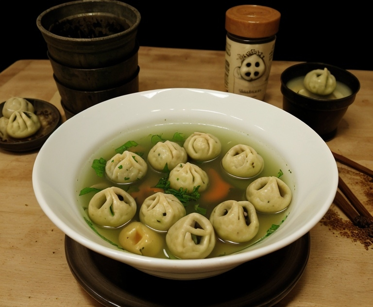 Prompt: Delicious pestilence soup with buboe dumplings 